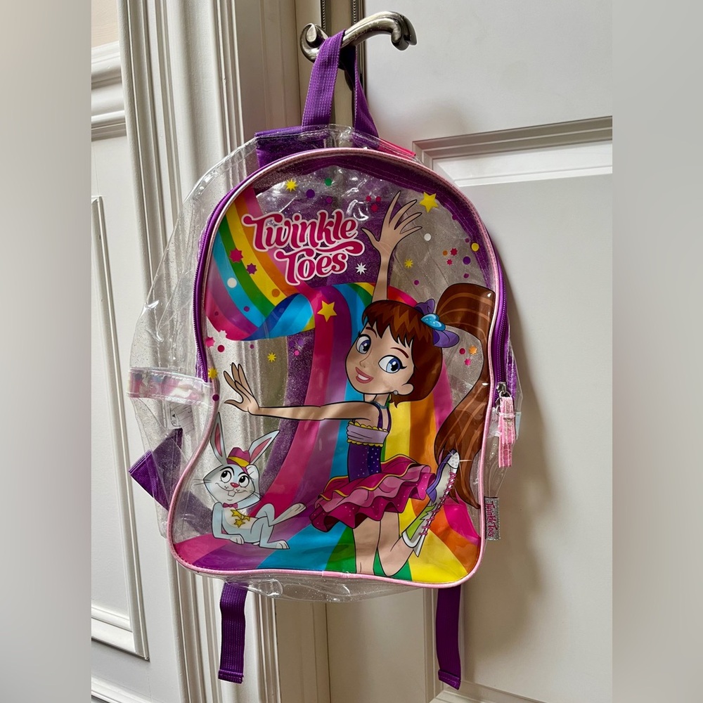 Skechers Twinkle Toes Kids Clear Large Capacity Backpack Purple Pink Ballerina